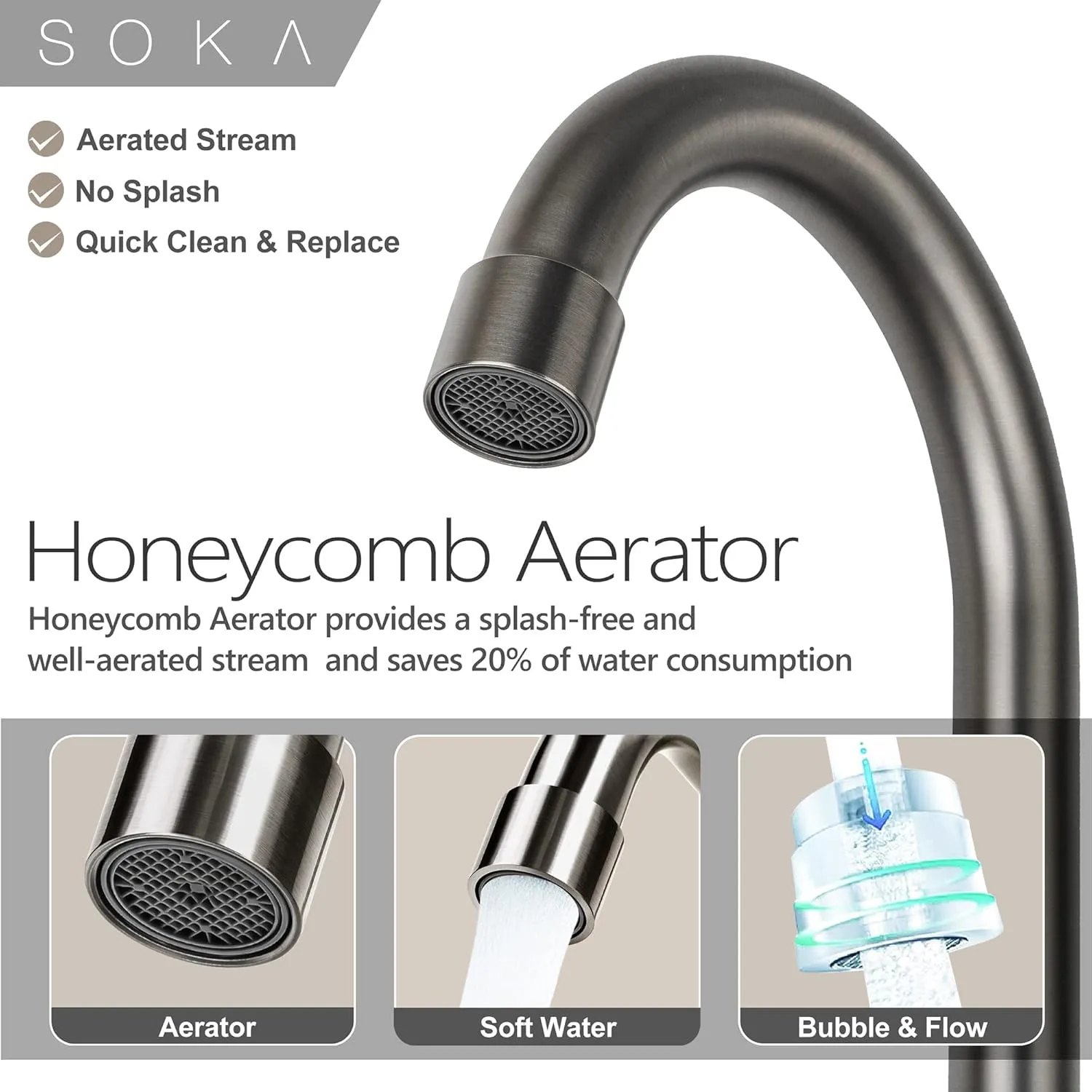 Two Handles Centerset Bathroom Faucet for Sink High Arc Stainless Steel with Deck Plate & Pop-Up Drain Assembly Fit 3 Hole Installation, Metallic Grey