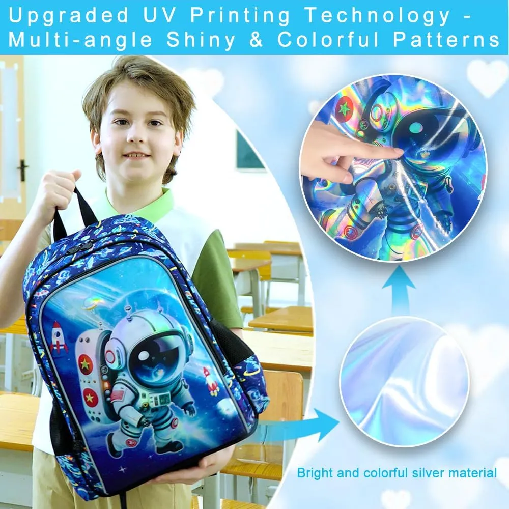 UFNDC 3PCS Boys Backpack,16”Kids Dinosaur Bookbag with Lunch Box, School Bag for Elementary Toddler
