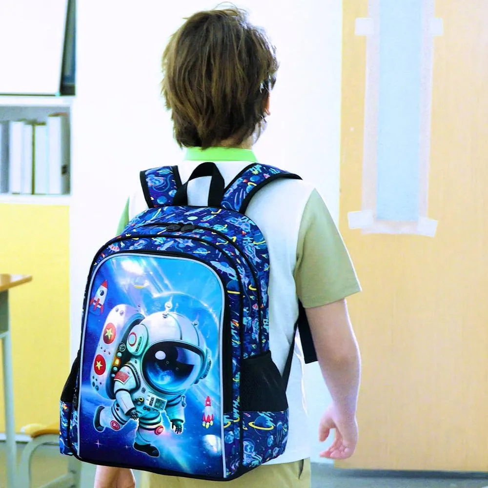 UFNDC 3PCS Boys Backpack,16”Kids Dinosaur Bookbag with Lunch Box, School Bag for Elementary Toddler