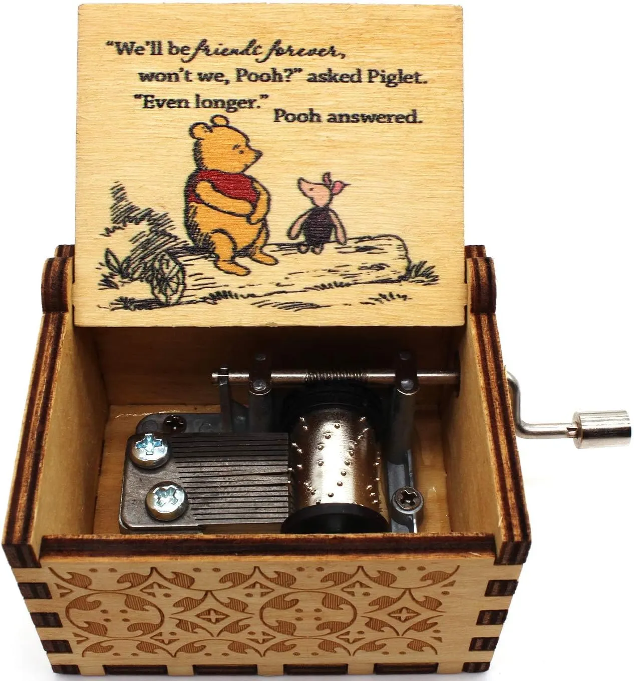 ukebobo Wooden Music Box - The Pooh Saying Music Box, Gift for Friend, Cousins, BFF, New Year's Gifts- 1 Set