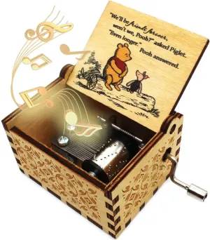 ukebobo Wooden Music Box - The Pooh Saying Music Box, Gift for Friend, Cousins, BFF, New Year's Gifts- 1 Set