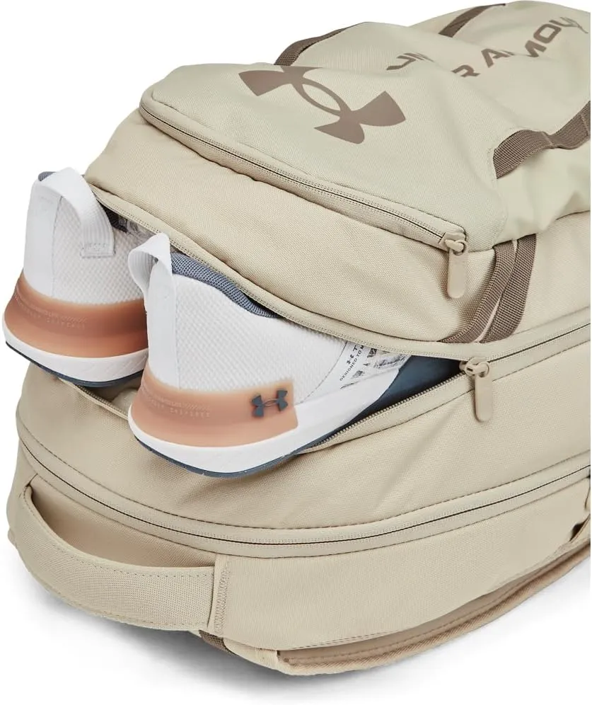 Under Armour Unisex-Adult Hustle 6.0 Backpack, (289) Khaki Base/Khaki Base/Taupe Dusk, One Size Fits Most