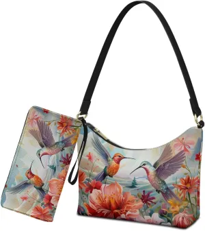 Underarm Purse Set for Women Soft Shoulder Purse Handbag with Wallet Set Smooth Top-Handle Shoulder Bag Clutch