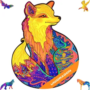 UNIDRAGON Wooden Puzzles for Adults Unique Jigsaw Puzzles - Kingsize Alluring Fox Kingsize 12.2" х15.7 333 PCS Deko with Cut 0.03 mm Wood Accuracy Animal