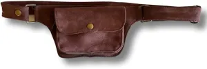 Unisex Leather Festival Belt | Suede, 2 pocket | waist pack, travel belt, festival belt, hip bag, hiking travel, party purse, fanny pack, vendor belt, money belt passport wallet, dog walker belt