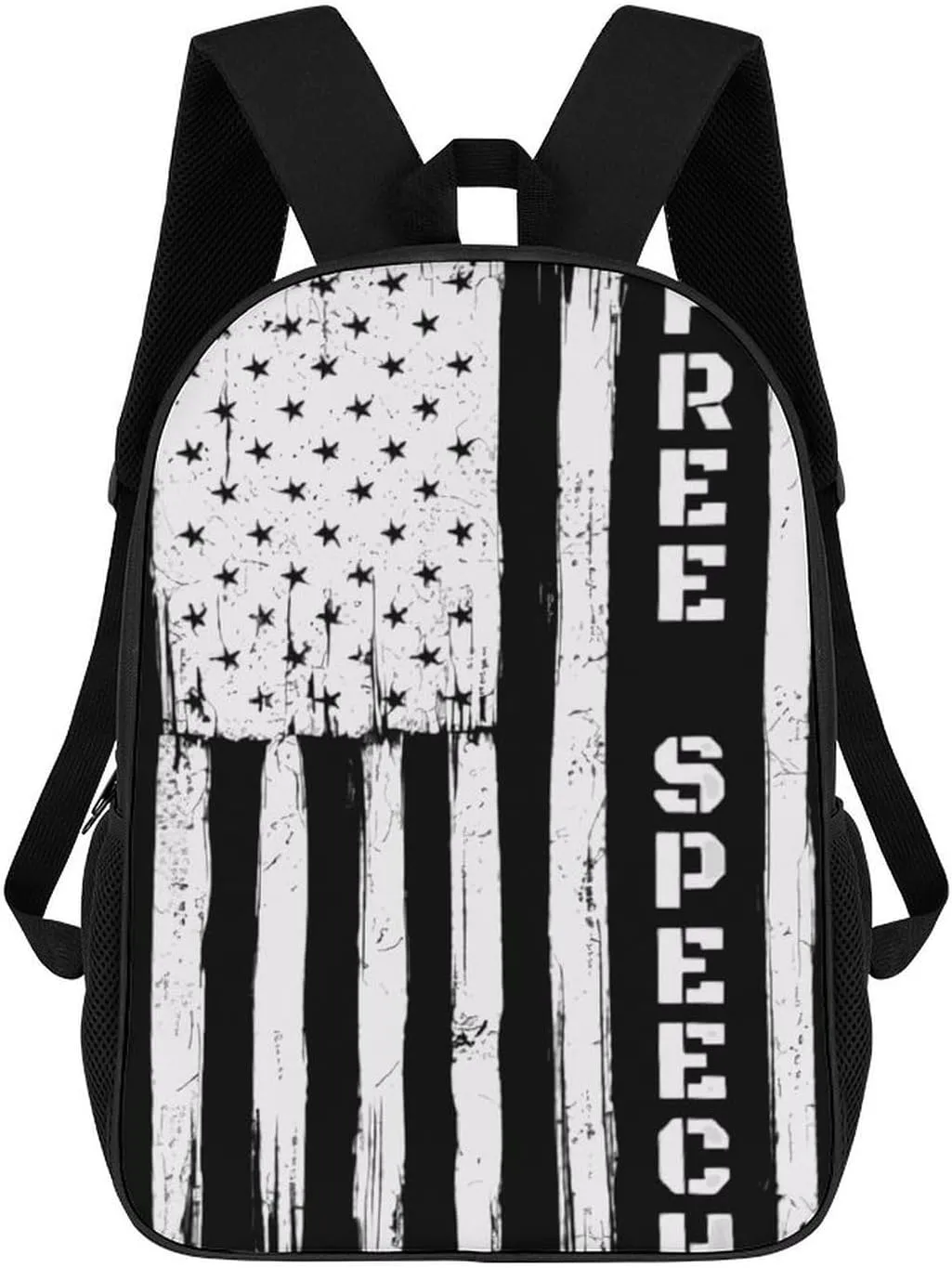 U.S. Flag Free Speech Classic 17 Inch Backpack Travel Daypack Casual Shoulder Bag with Adjustable Strap for Men And Women