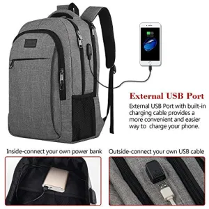 USB Charging Laptop Backpacks - Cell Phone Pocket Travel Backpack Anti Thief