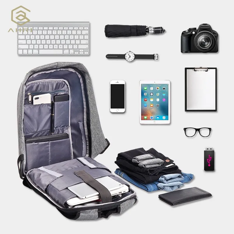 USB Charging Laptop Backpacks - Cell Phone Pocket Travel Backpack Anti Thief