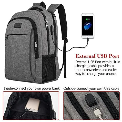USB Charging Laptop Backpacks - Cell Phone Pocket Travel Backpack Anti Thief
