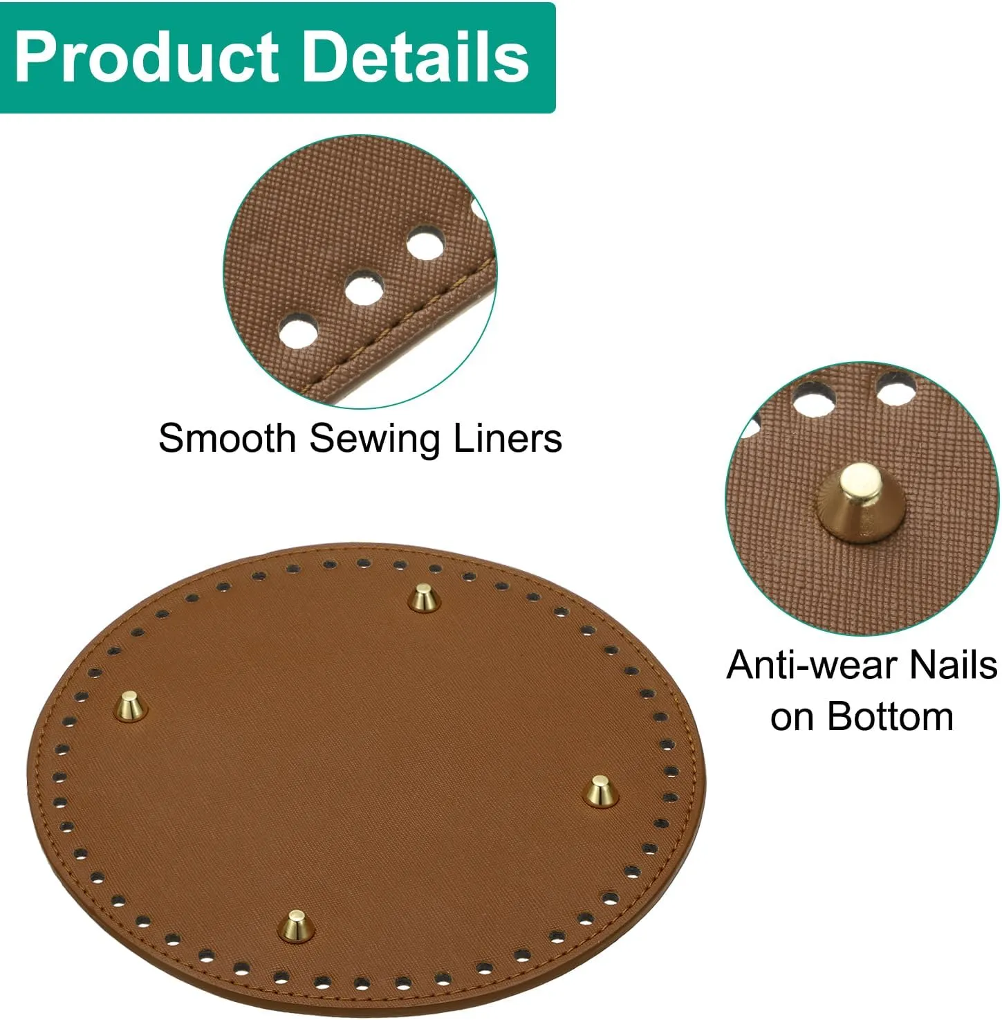 uxcell 2pcs Bag Bases for Crochet, 7.5" x 7.5" Round Bag Bottom Shaper with D-Shaped Handles, Crochet Base Purse Bottom for DIY Shoulder Bag Handbag Making Supplies Brown