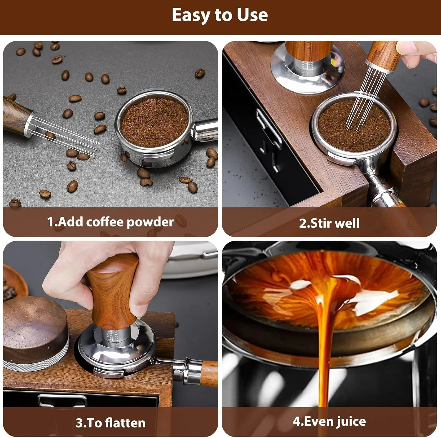 V5 Espresso Tamper, 58.3MM 2 Spring-loaded Calibrated Tamper with Stainless Steel Ripple Base, Walnut Wooden-Handle Tamper Compatible with Gaggia series Espresso Machine Portafilter and 58mm E61 Group