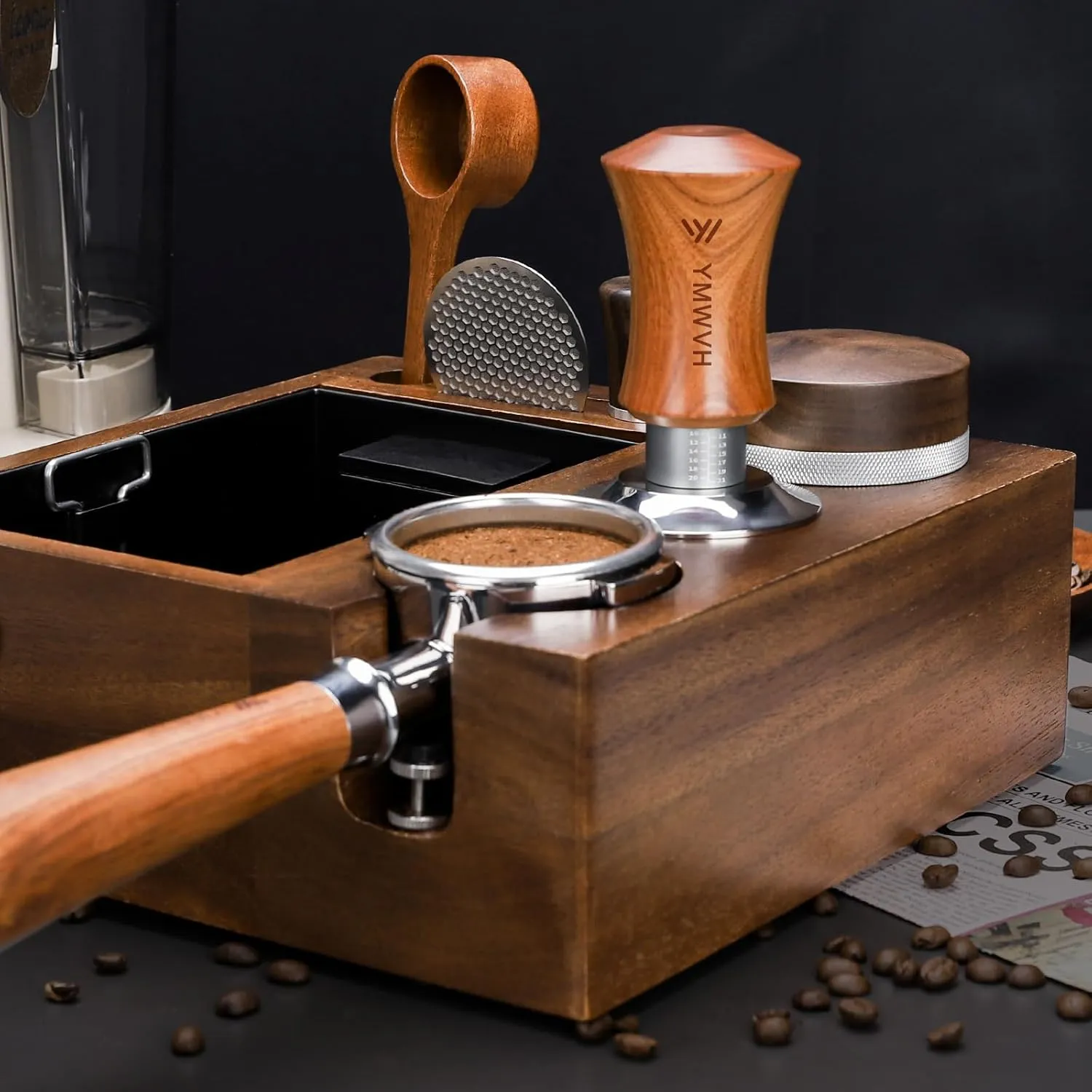 V5 Espresso Tamper, 58.3MM 2 Spring-loaded Calibrated Tamper with Stainless Steel Ripple Base, Walnut Wooden-Handle Tamper Compatible with Gaggia series Espresso Machine Portafilter and 58mm E61 Group
