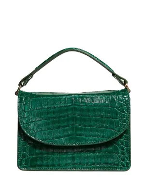 Valencia Crocodile Top-Handle Bag in Emerald
