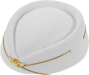 VALICLUD Elegant Women's Hat Wool Material for Aviation School Stage Band Shows Stylish Hair Accessory for Flight Attendants Trim White