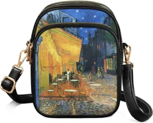 Van Gogh Art Cell Phone Purse Crossbody Bags for Women, Monet Artwork PU Leather Cellphone Bag Small Travel Purses