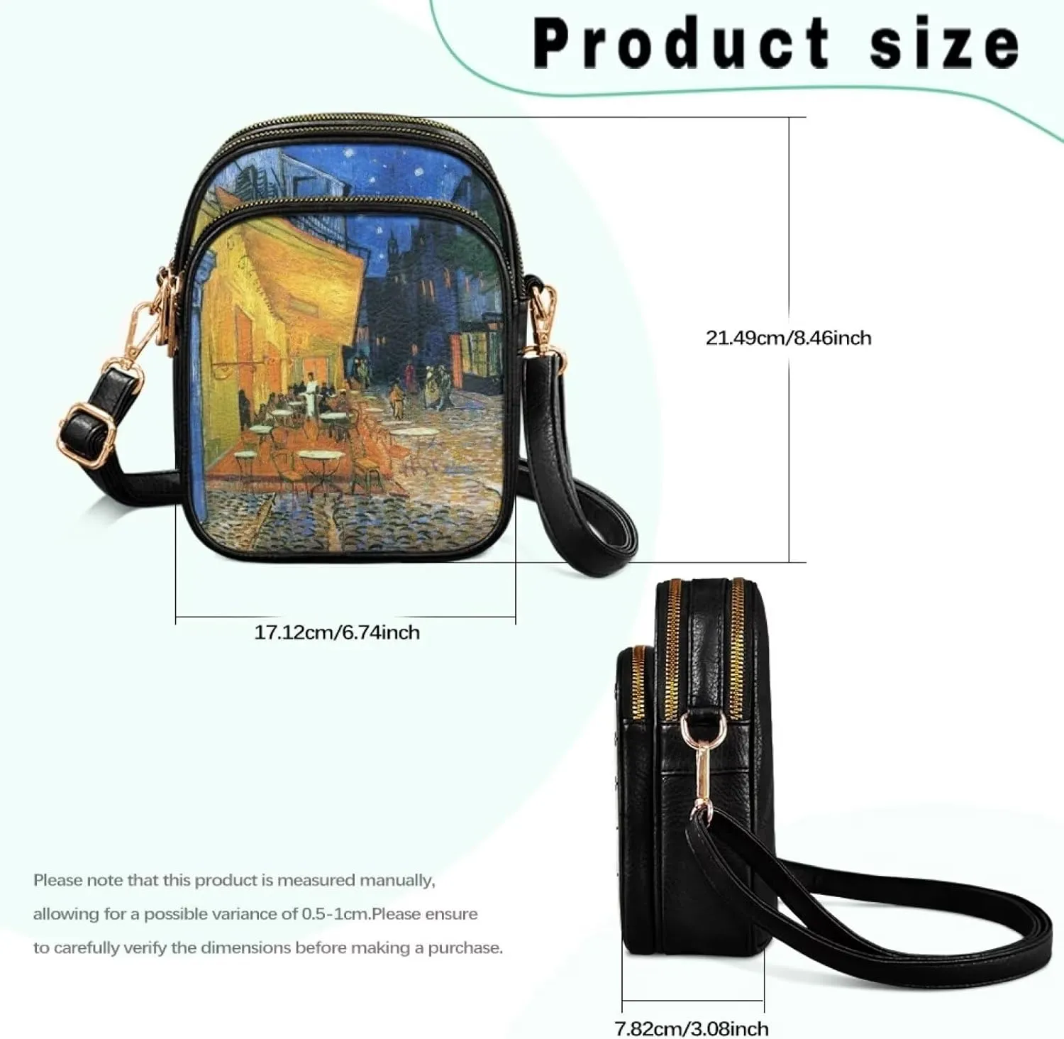Van Gogh Art Cell Phone Purse Crossbody Bags for Women, Monet Artwork PU Leather Cellphone Bag Small Travel Purses