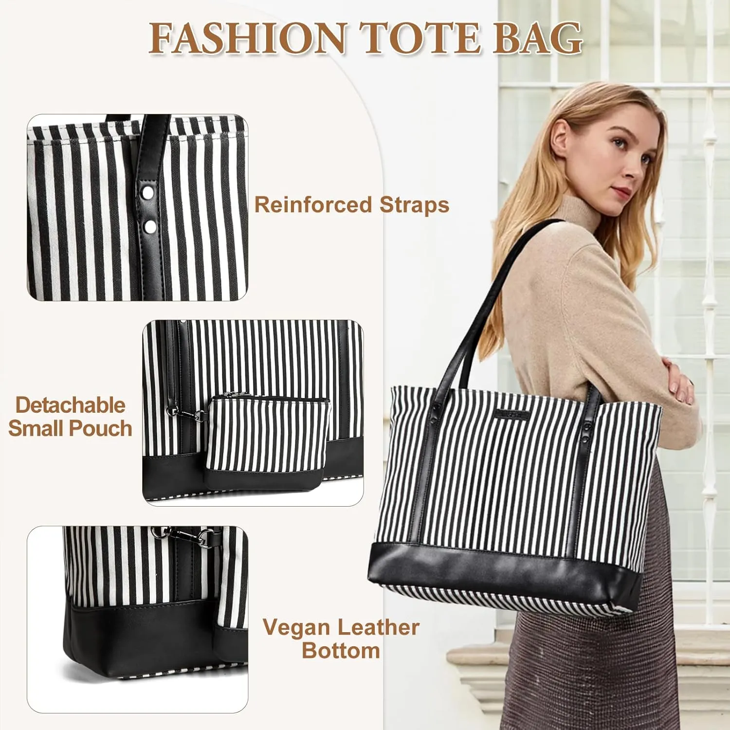 VASCHY Laptop Tote Bag for Women, Large 15.6inch Computer Teacher Bag Purse Briefcase for Travel,Work,Business,Office