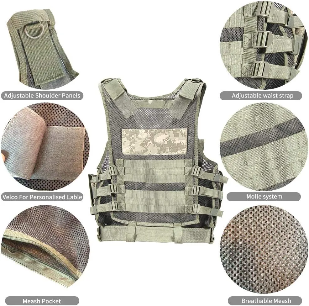 vAv YAKEDA Tactical Vest Outdoor Ultra-Light Breathable Training Airsoft Vest Adjustable for Adults
