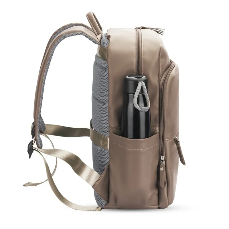 Vegan Leather Laptop Backpack - Stylish & Comfortable | Fits 15.6 Inch Laptop | Light Brown