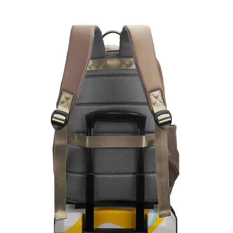 Vegan Leather Laptop Backpack - Stylish & Comfortable | Fits 15.6 Inch Laptop | Light Brown
