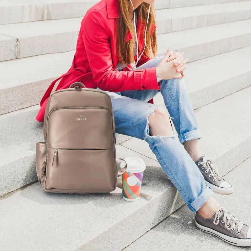 Vegan Leather Laptop Backpack - Stylish & Comfortable | Fits 15.6 Inch Laptop | Light Brown