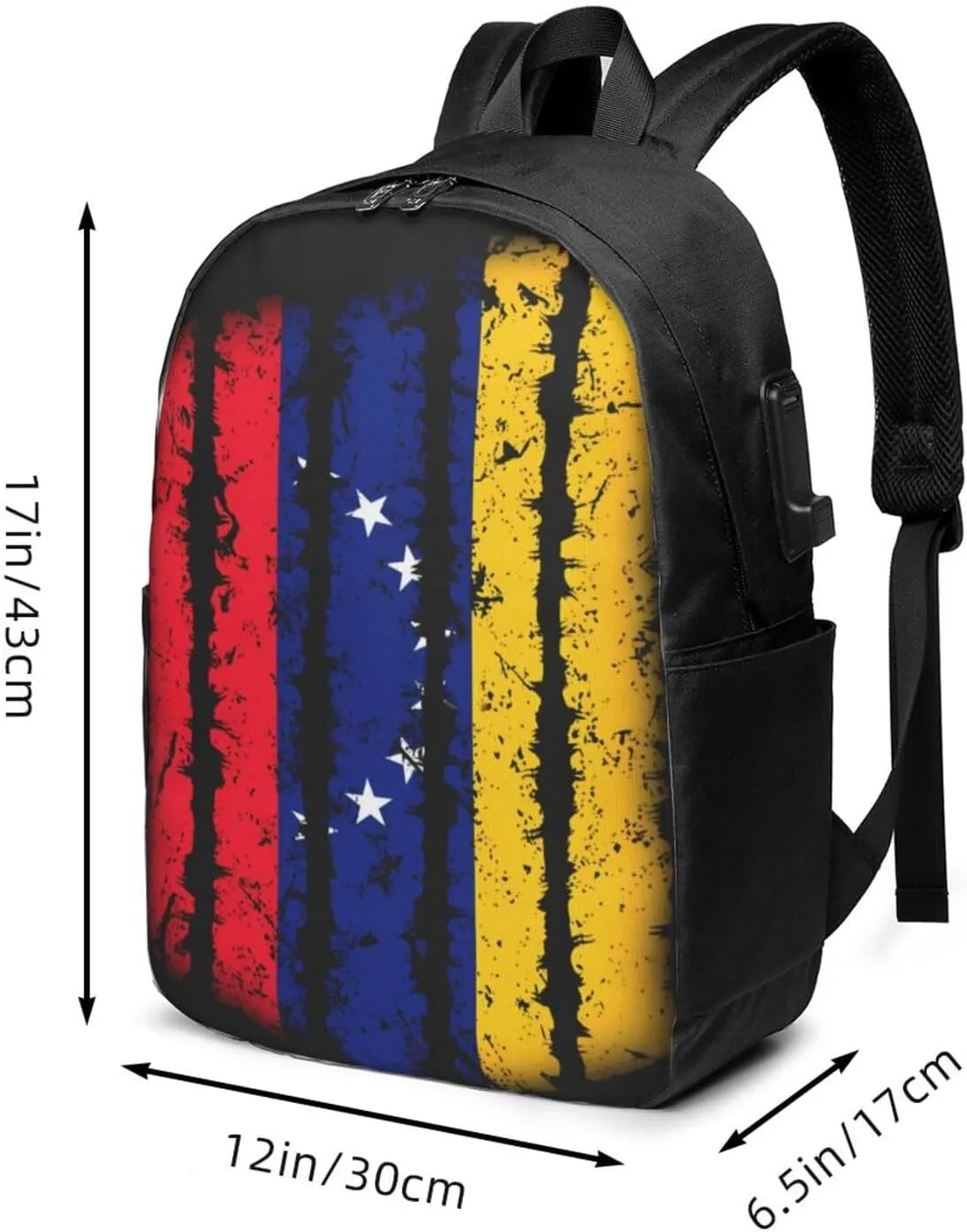 Venezuelan Venezuela Shield-type Flag Laptop Backpacks Travel Backpack Casual Business Daypack Sport Rucksack Computer Bag Fits up to 17 Inch Notebook with USB Port