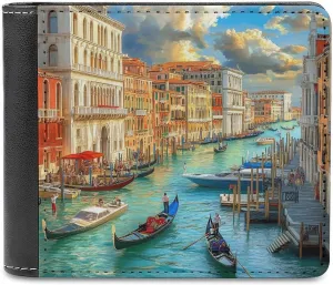 Venice Grand Canal Slim Bifold Wallets Fashion Credit Card Holder Wallet Unisex Purse Travel