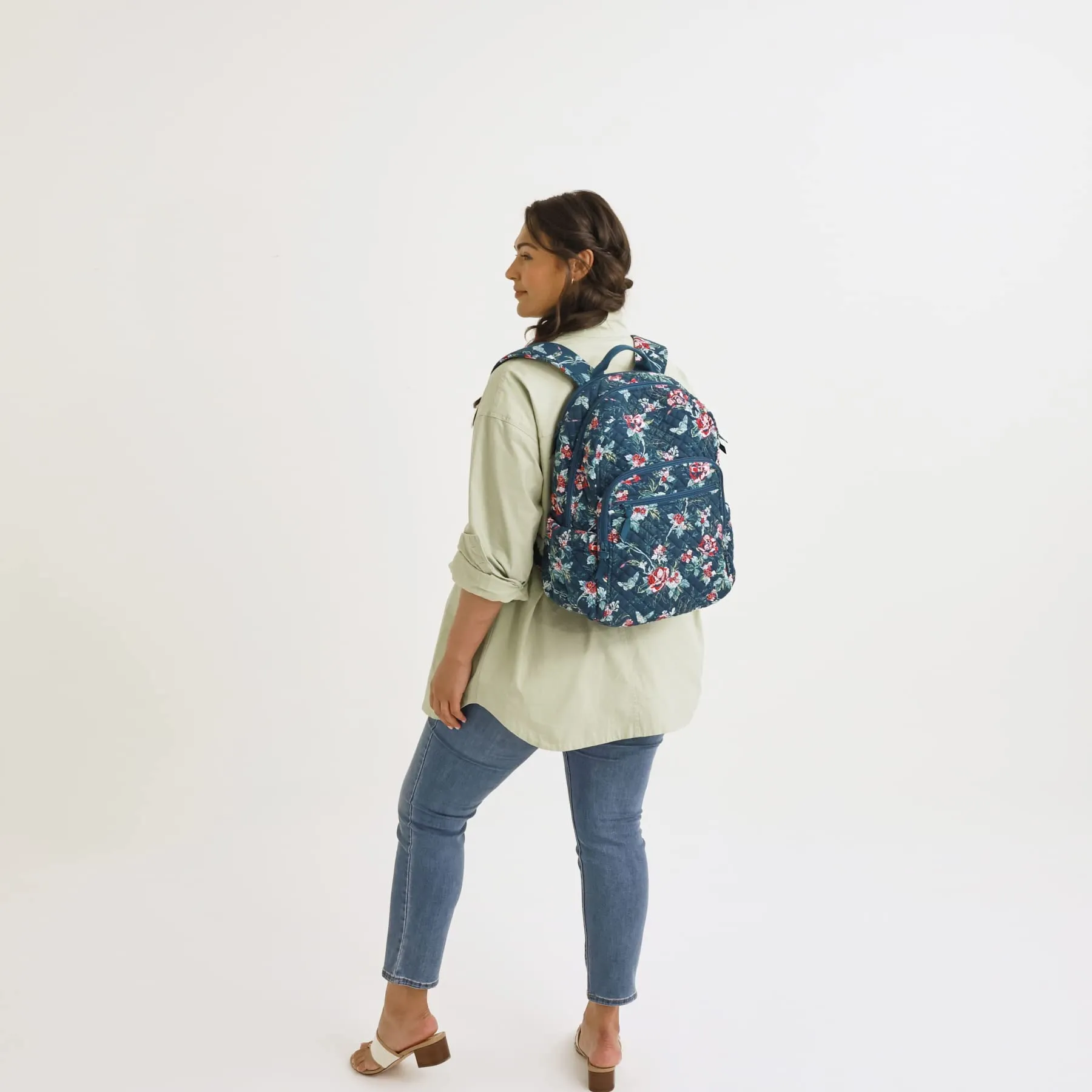 Vera Bradley Women's Cotton Campus Backpack, Enchanted Mandala - Recycled Cotton, One Size