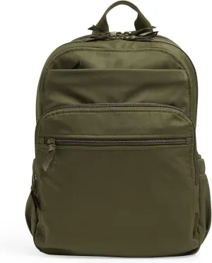 Vera Bradley Women's Cotton XL Campus Backpack, Climbing Ivy Green, One Size