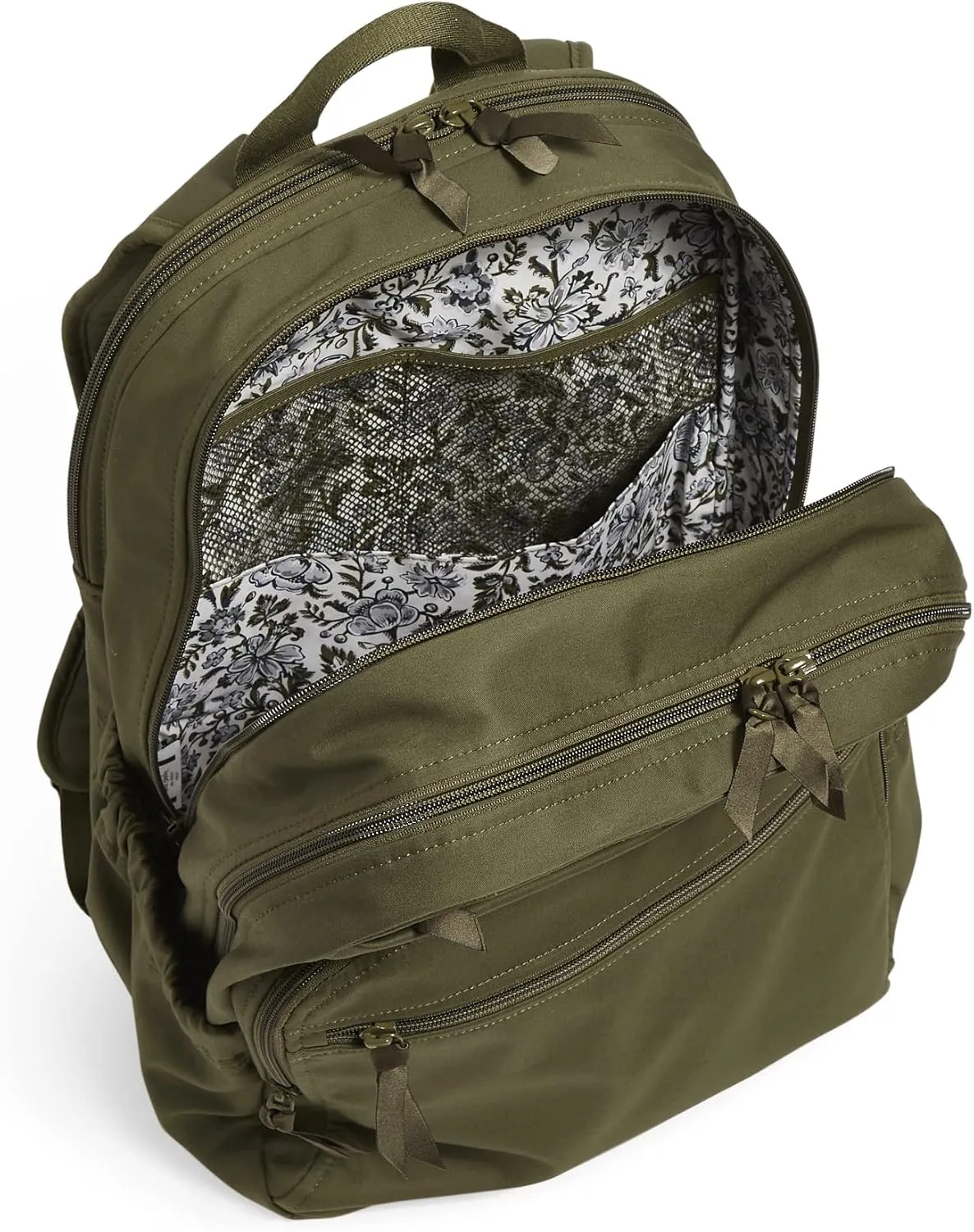 Vera Bradley Women's Cotton XL Campus Backpack, Climbing Ivy Green, One Size