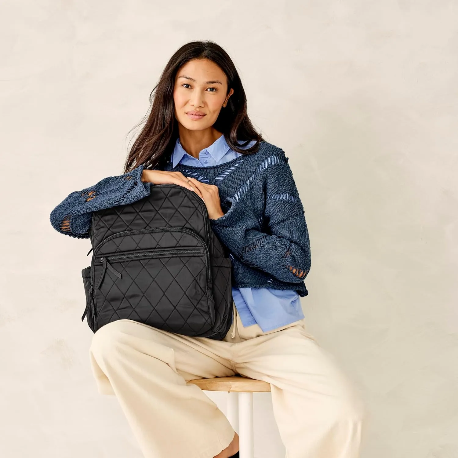 Vera Bradley Women's Performance Twill Large Bancroft Backpack, Moonless Night, One Size