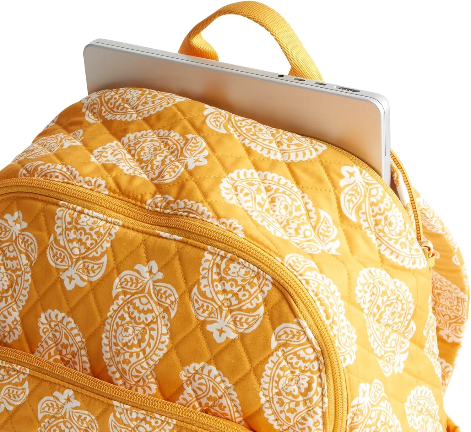 Vera Bradley Women's Premium Cotton Bancroft Backpack, Iconic Paisley Sunflower, One Size