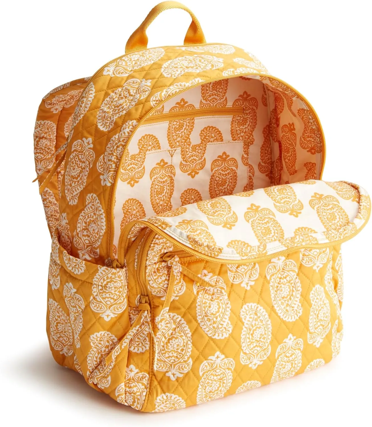 Vera Bradley Women's Premium Cotton Bancroft Backpack, Iconic Paisley Sunflower, One Size