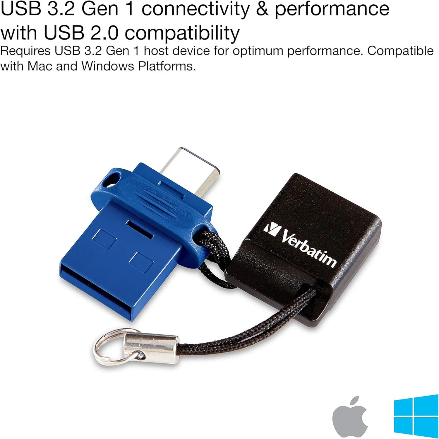 Verbatim 128GB Store ‘n’ Go Dual OTG USB 3.2 Gen 1 Flash Drive for USB-C Devices – 2 in 1 Type C Thumb Drive
