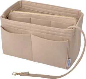 Vercord Felt Organizer Insert for Purse Handbag Tote Bag in Bag Inside Shaper Divider Neo Beige Medium