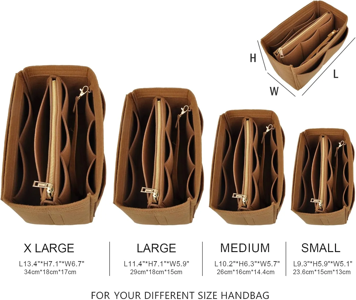 Vercord Felt Organizer Insert For Purse Handbag Tote Bag In Bag Inside Shaper Divider Neo Coffee Xlarge