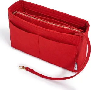 Vercord Felt Organizer Insert For Purse Handbag Tote Bag In Bag Inside Shaper Divider Neo Red Slender Medium