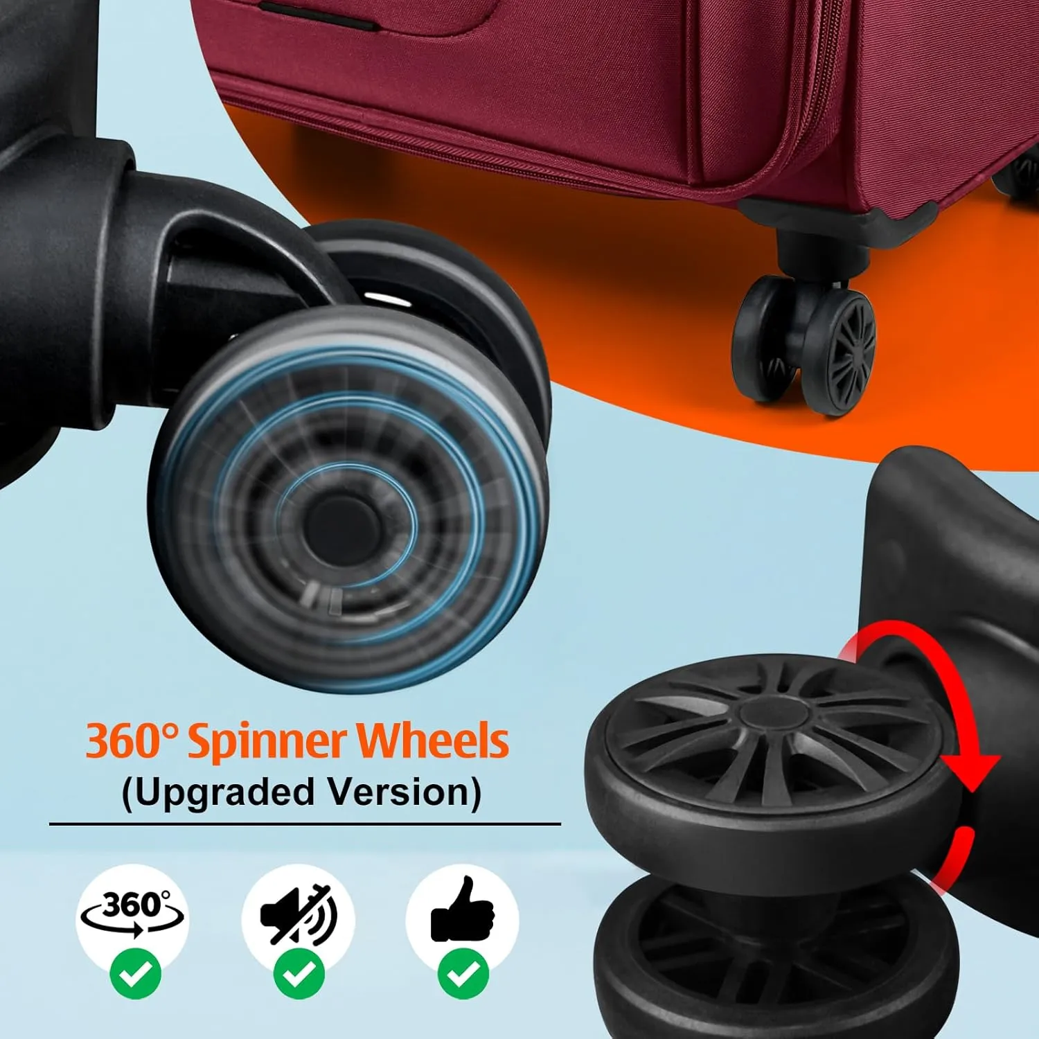 Verdi Softside Expandable 28 Inch Luggage with Spinner Wheels Lightweight Travel Suitcase (Burgundy, Checked-Large 28-Inch)