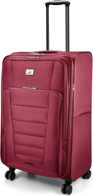 Verdi Softside Expandable 28 Inch Luggage with Spinner Wheels Lightweight Travel Suitcase (Burgundy, Checked-Large 28-Inch)