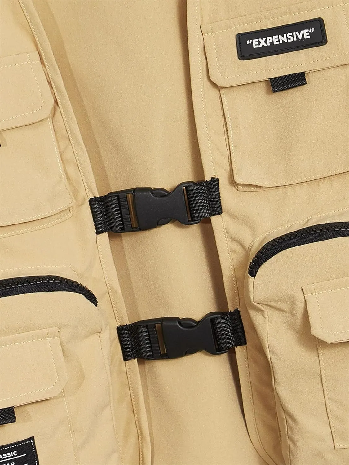 Verdusa Boy's Pocket Front Buckle Sleeveless Cargo Vest Jacket