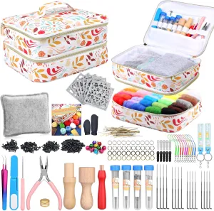 Veroave Needle Felting Starter Kit with Storage Bag, 385 Pcs Complete Needle Felting Tools and Supplies, Wool Felting Kit with Wool Felt Tools and Felt Molds for Home Decoration Felted Animal