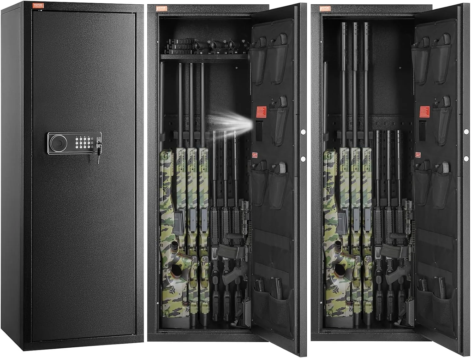 VEVOR 10-12 Rifles Gun Safe, Rifle Safe with Lock & Digital Keypad, Quick Access Tall Gun Storage Cabinet with Removable Shelf, Rifle Cabinet for Home Rifle and Shotguns