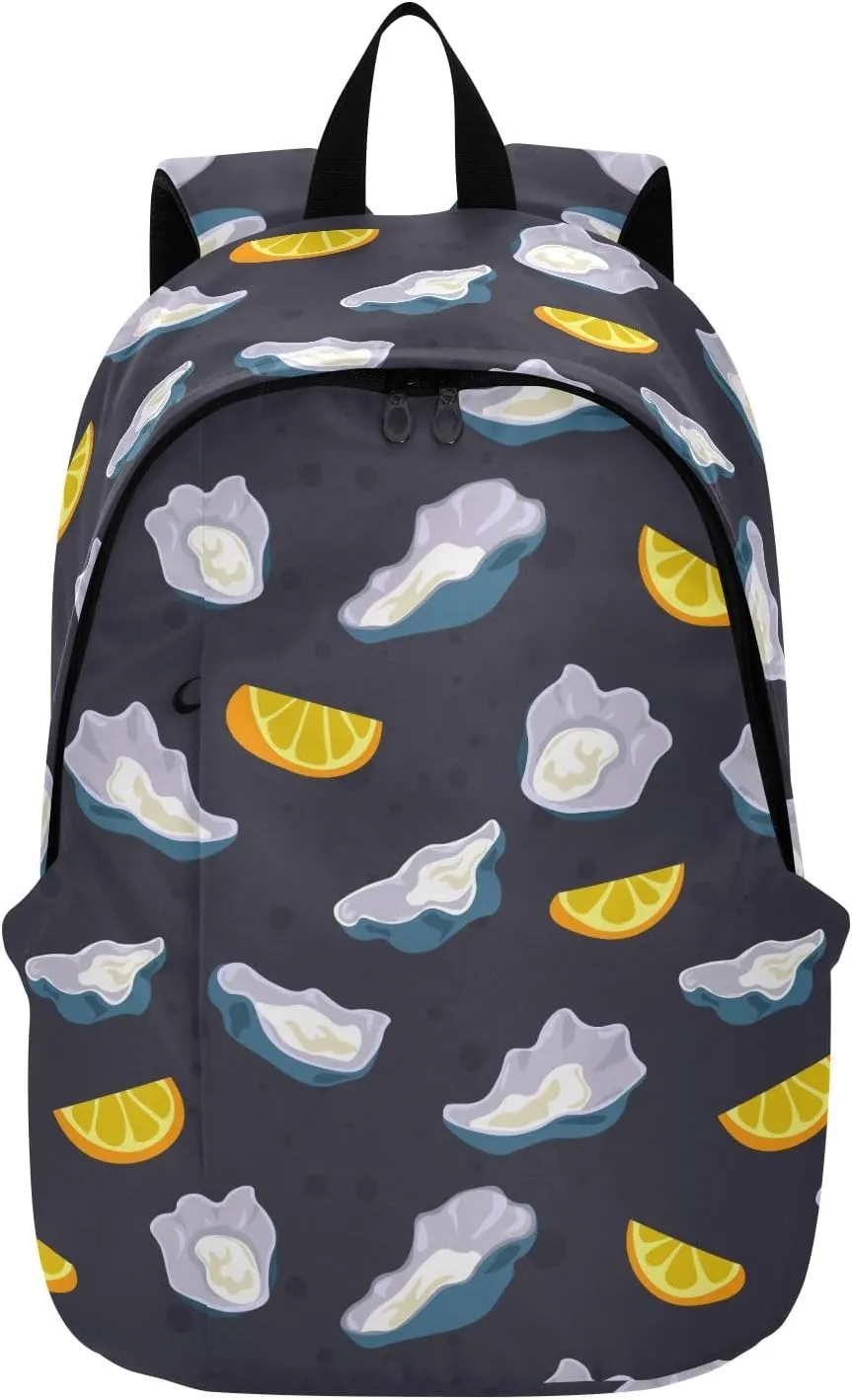 VIGTRO Oyster Slice Lemon Casual Backpack Lightweight Laptop Backpack for Women Men, Travel Work Business Bag Outdoor Daypack