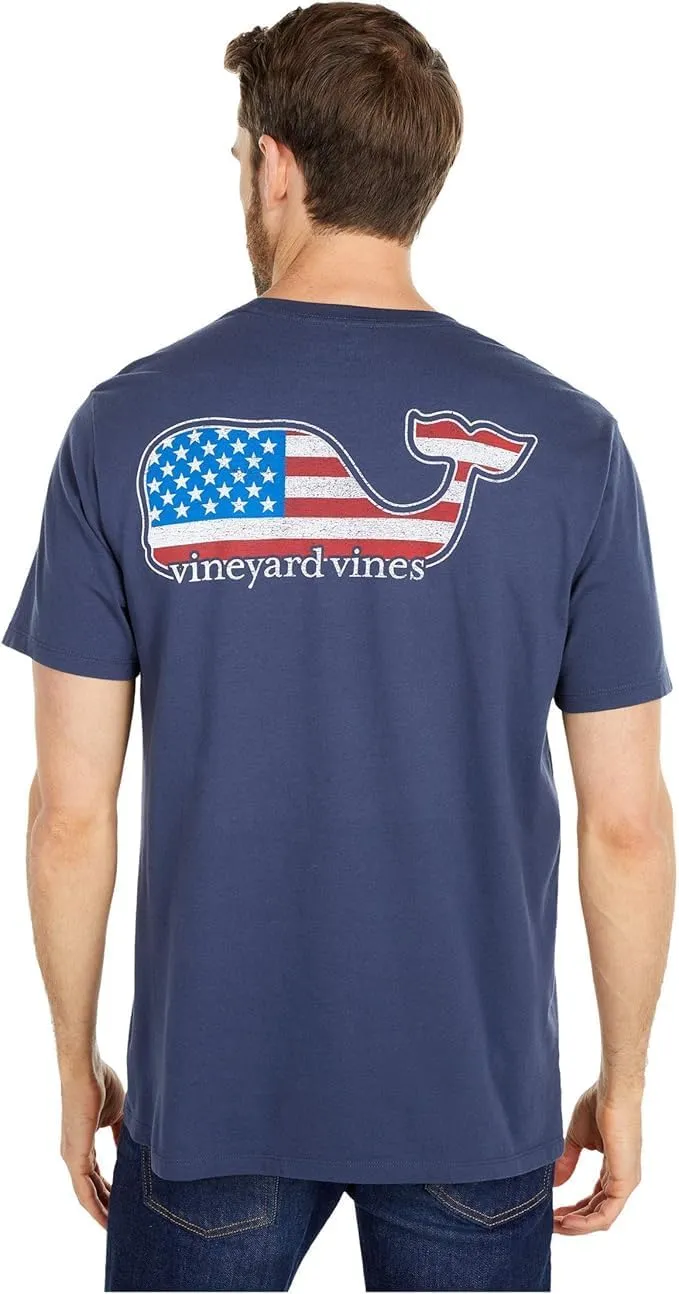 vineyard vines Men's Short-Sleeve V V Americana Whale Pocket T-Shirt