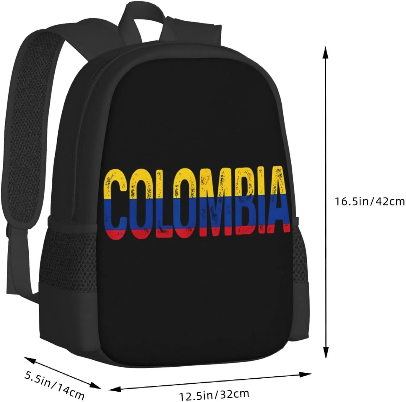 Vintage Colombia Colombian Pride Flag Casual Backpack Large Capacity Backpacks 15 Inch Laptop Back Pack Travel Rucksack Daypack Commuter Bags with Adjustable Strap for Camping