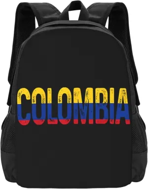 Vintage Colombia Colombian Pride Flag Casual Backpack Large Capacity Backpacks 15 Inch Laptop Back Pack Travel Rucksack Daypack Commuter Bags with Adjustable Strap for Camping