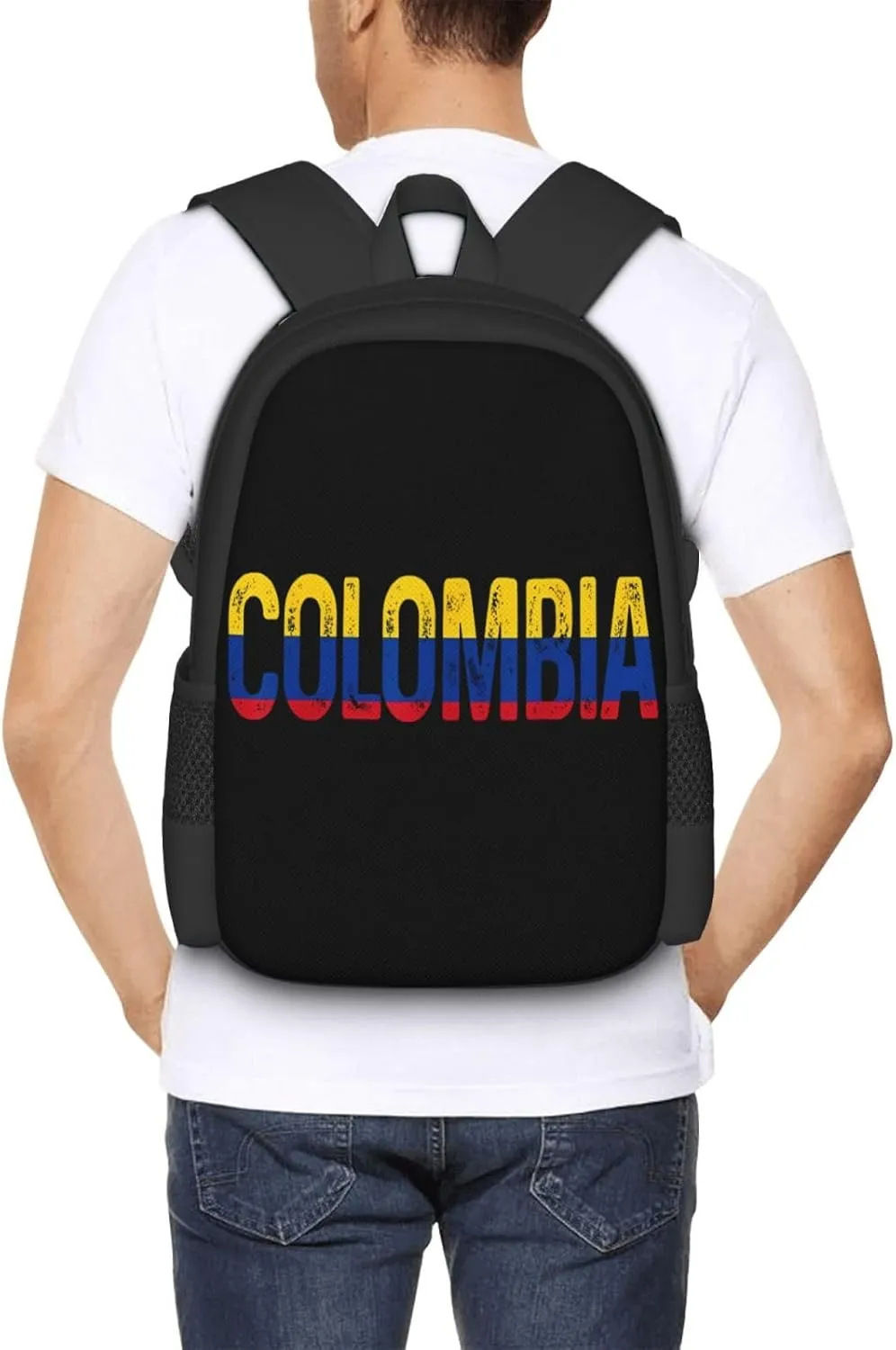 Vintage Colombia Colombian Pride Flag Casual Backpack Large Capacity Backpacks 15 Inch Laptop Back Pack Travel Rucksack Daypack Commuter Bags with Adjustable Strap for Camping