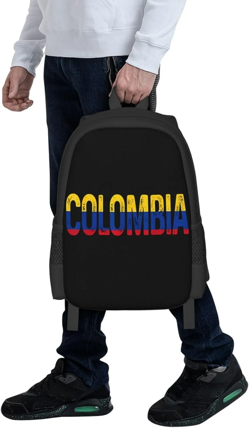 Vintage Colombia Colombian Pride Flag Casual Backpack Large Capacity Backpacks 15 Inch Laptop Back Pack Travel Rucksack Daypack Commuter Bags with Adjustable Strap for Camping