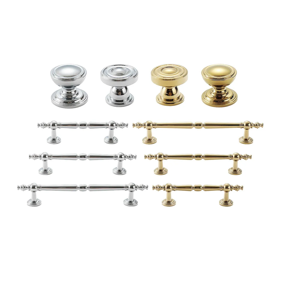 Vintage Copper Cabinet Handles and Knobs Set | Polished Brass and Silver Silver