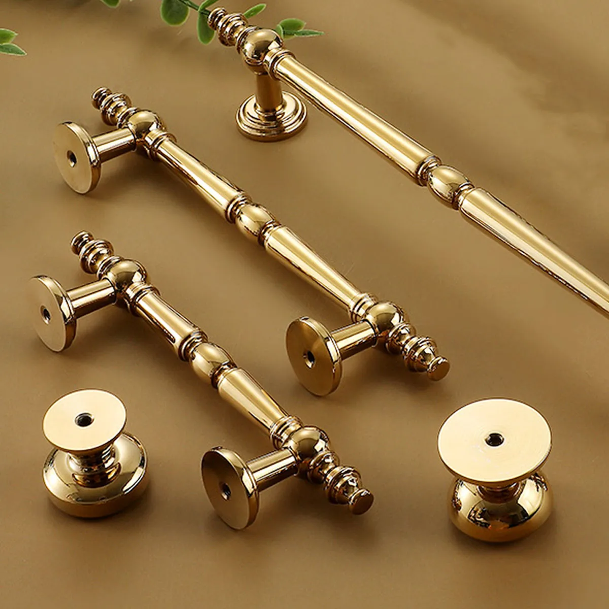 Vintage Copper Cabinet Handles and Knobs Set | Polished Brass and Silver Silver
